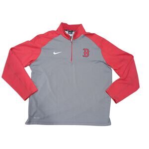 Nike Men's XL Atlanta Braves Long Sleeve Shirt Red Grey 1/4 Zip Collared